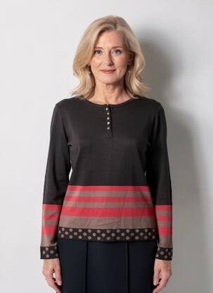 Pull coupe cintrée manches longues noir CLAUDE DE SAIVRE femme