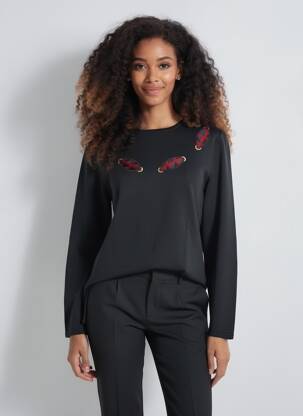 Pull coupe droite manches longues noir JEAN GIRARD femme