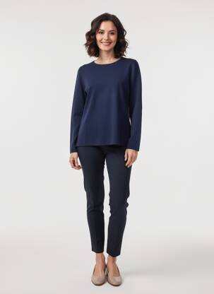 Pull coupe cintrée manches longues bleu MAURICE ABOT femme