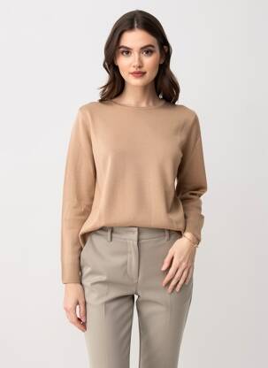 Pull coupe cintrée manches longues marron MAURICE ABOT femme