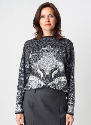 Pull coupe droite manches longues noir EDWIGE femme