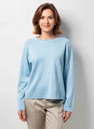 Pull coupe cintrée manches longues bleu EDWIGE femme