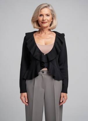Gilet manches longues coupe cintrée noir KATMAI femme