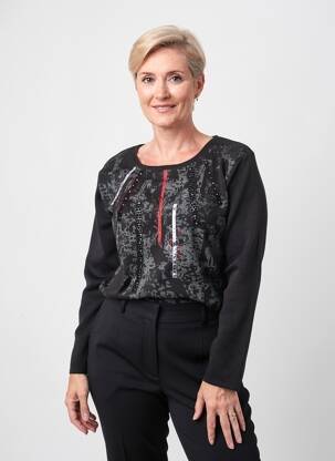 Pull coupe cintrée manches longues noir LEWINGER femme