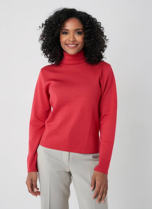 Pull col roulé coupe cintrée manches longues rouge MAURICE ABOT femme
