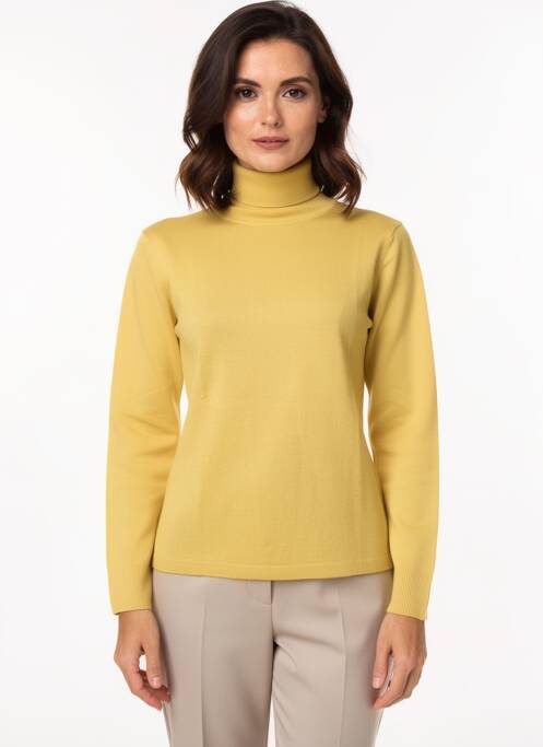 Pull col roulé coupe cintrée manches longues jaune MAURICE ABOT femme