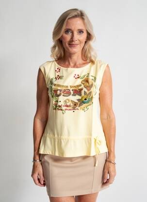 Top stretch manches courtes jaune MASSANA femme