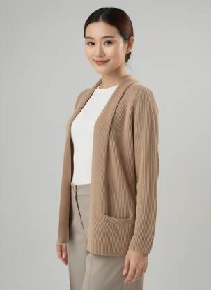 Gilet manches longues stretch beige MAURICE ABOT femme