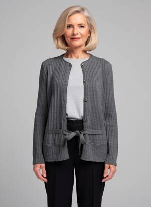 Gilet manches longues col rond gris RODAM femme