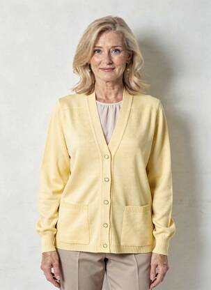 Gilet manches longues resserrée sur le bas jaune EDWIGE femme