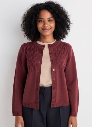 Gilet manches longues col rond rouge MAURICE ABOT femme