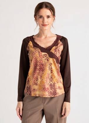Top manches longues manches longues marron ENTRACTE femme