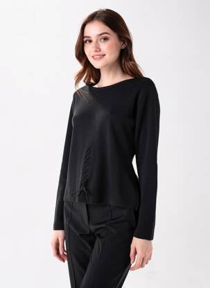 Pull coupe cintrée manches longues noir PAUL BRIAL femme