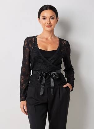 Top coupe cintrée manches longues noir ENTRACTE femme