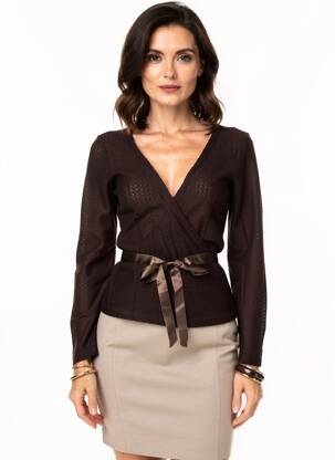 Top manches longues manches longues marron ENTRACTE femme