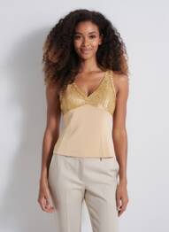 Top stretch sans manche beige ENTRACTE femme