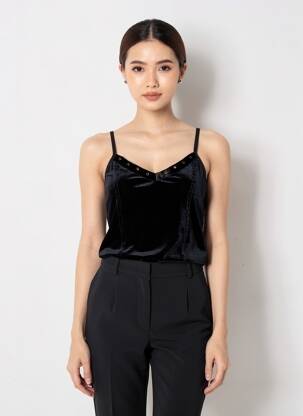 Top stretch fines bretelles noir ENTRACTE femme