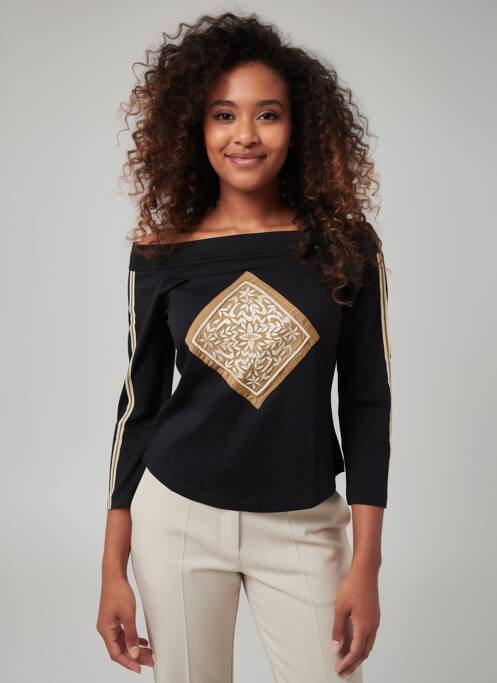 Top tissage jersey manches longues noir ENTRACTE femme