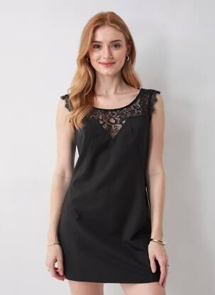Robe mi-longue sans manche sans manche noir ANGE femme