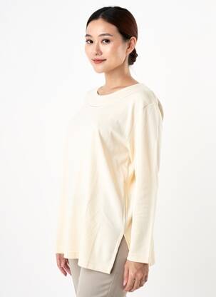 Pull coupe droite manches longues beige FINETTE femme