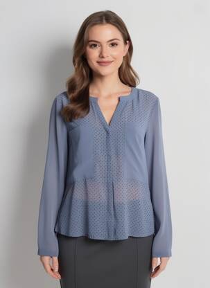 Chemisier tissage crêpe manches longues gris BLACK MOJITO femme