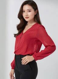 Blouse imprimé fantaisie manches longues rouge BLACK MOJITO femme