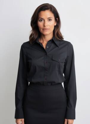 Chemisier coupe cintrée manches longues noir ENTRACTE femme