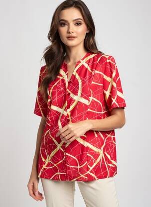 Chemisier coupe cintrée manches courtes rouge CLAUDE DE SAIVRE femme