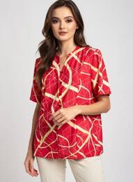 Chemisier manches courtes manches courtes rouge CLAUDE DE SAIVRE femme