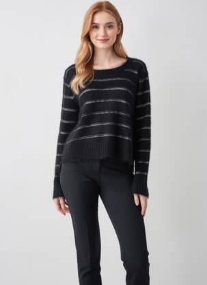 Pull coupe cintrée manches longues noir DESAIVRE femme