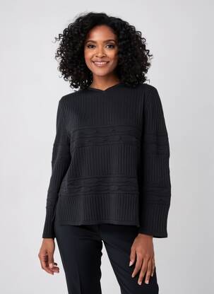 Pull coupe droite manches longues noir JEAN GIRARD femme