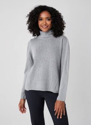 Pull coupe droite manches longues gris MAURICE ABOT femme