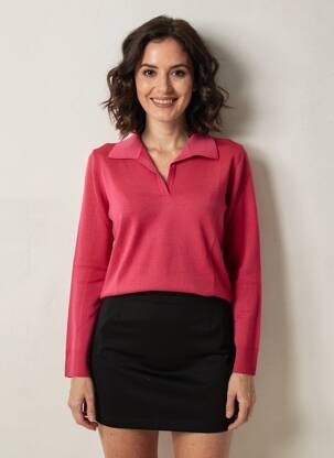 Pull coupe cintrée manches longues rose MAURICE ABOT femme