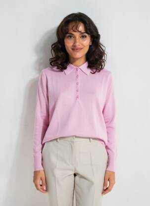 Pull coupe cintrée manches longues rose clair MAURICE ABOT femme