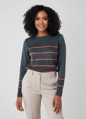 Pull resserrée sur le bas manches longues gris ARMOR LUX femme