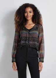Chemisier coupe cintrée manches longues noir MD'M femme