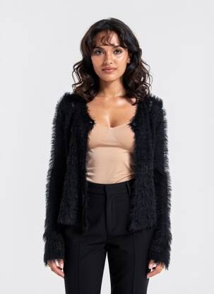 Gilet manches longues col rond noir MD'M femme