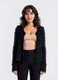 Gilet manches longues fermeture boutonnée sur le devant noir MD'M femme