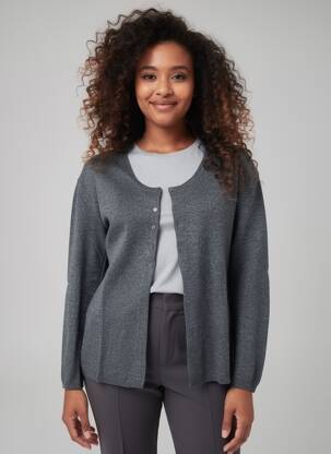 Gilet manches longues fermeture boutonnée sur le devant gris FINETTE femme