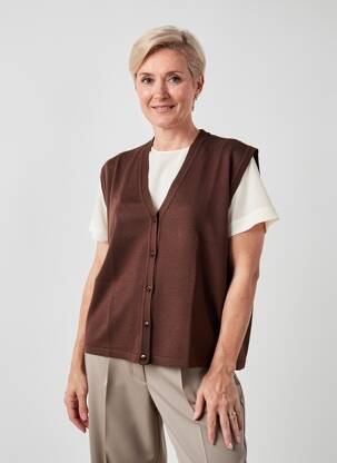 Gilet sans manche coupe droite marron FINETTE femme