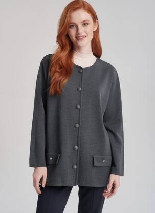 Gilet manches longues col rond gris HENRY & JULIETTE femme