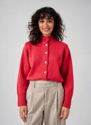 Gilet manches longues fermeture boutonnée sur le devant rouge MAURICE ABOT femme