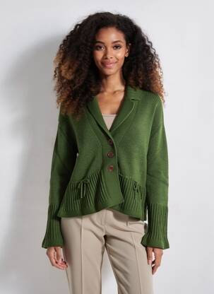 Gilet manches longues coupe cintrée vert FINETTE femme