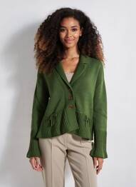 Gilet manches longues coupe cintrée vert FINETTE femme