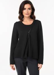 Pull col rond manches longues noir ARMOR LUX femme