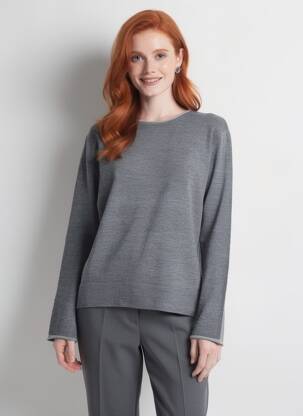 Pull col rond manches longues gris ARMOR LUX femme