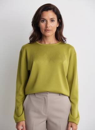 Pull coupe droite manches longues vert FINETTE femme