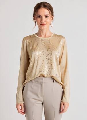 Pull coupe droite manches longues or FINETTE femme