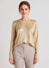 Pull col rond manches longues or FINETTE femme