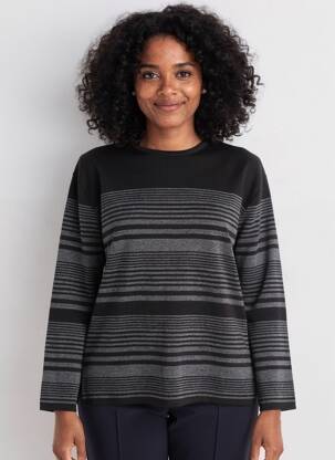 Pull col rond manches longues noir ELEANE femme